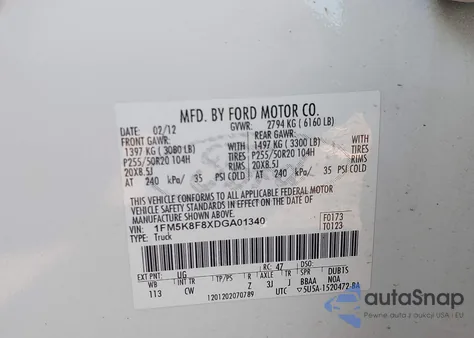 2013 Ford Explorer Limited from USA, damaged, VIN 1FM5K8F8XDGA01340